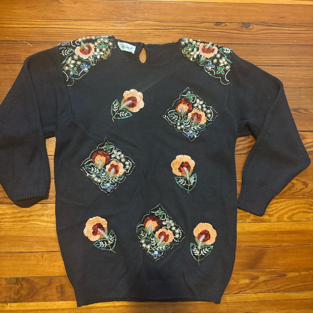 Embroidered Black Sweater